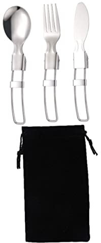 POPETPOP Edelstahl Geschirr Mit Faltbarer Gabel Und Löffel Für Camping Und Reisen Praktisches Einzelbesteck Für Outdoor-aktivitäten