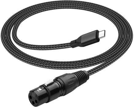 JSADZKJ Câble USB C vers XLR Câble d'enregistrement microphonique Type C mâle vers XLR femelle,Câble audio pour microphone dynamique Type C pour microphone,tablette,téléphone(1M/3.28Ft)