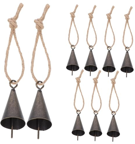 Vaguelly Kegel-Retro-Glocke Aus Metall Mit -Jute-Seil Für Rinder Ziegen Farm Klare Klangqualität Langlebige Metallkonstruktion Vielseitige Aufhängemöglichkeiten Vintage-Design