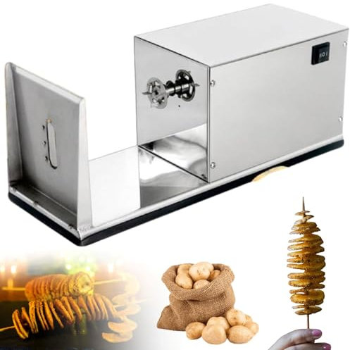 Affettatrice elettrica per patate Tornado, tagliapatate a spirale, macchina a torre per patate, tagliapatate da 50 W, 90 cicli al minuto, affettatrice per patate, spessore 1/8 di pollice, affettatri