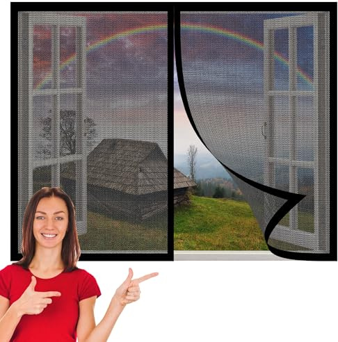 Rideau Magnétique Anti-Insectes 185 x 220 cm Fixation Magnétique Innovante Automatiquementfermé, Sans Percer pour Fenêtre Portes Patio, Noir