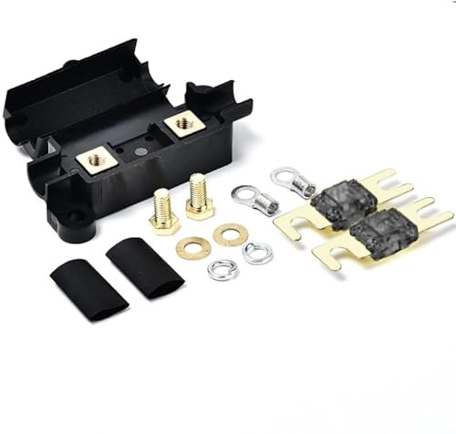 Aputoxz 12 V Inline-Sicherungshalter-Set mit Schrumpfklemmen, 2 Stück 120 A MIDI-Flachsicherungen, wasserdicht, ANL-Stil, anschraubbarer Auto-Verstärker-Sicherungsblock für Audio, Wohnmobil, Marine