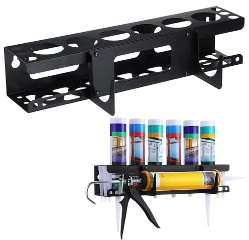 Rppiup Silicone Tube Holder Storage, Wall Mount Caulking Tube and Caulking Gun Holder, Metal Silicone Holde r Storage Van, Van Accessories Holds 6 Caulking Nozzle & Tubes for Workshop Garage Tool Shed