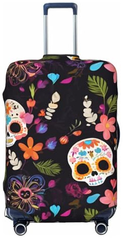 ADAhgu Modische Kofferhülle mit Horror-Totenkopf-Aufdruck, personalisierter Gepäckschutz für Reisen und Business, Schwarz , XL