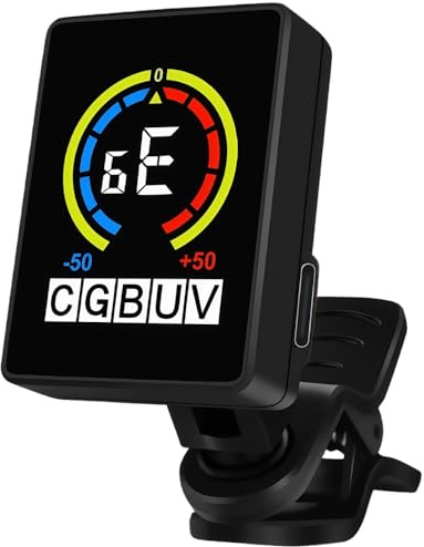 Rechargeable Guitar Tuner, Clip on Tuner with Guitar Bass Ukulele Violin Chromatic Tuning Modes, Black