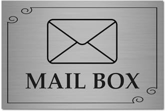 Mail box Sign 15 x 10 cm | Brushed Silver Aluminium Plaque | Self-Adhesive Stickers
