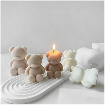 DIELOVEHUA 1 Pieza Molde de Vela de Oso, Lindo 3D Moldes de Silicona de Oso, Moldes de Velas de Silicona, para Manualidades, Hacer Velas y Jabones, Decoración del Hogar (B)