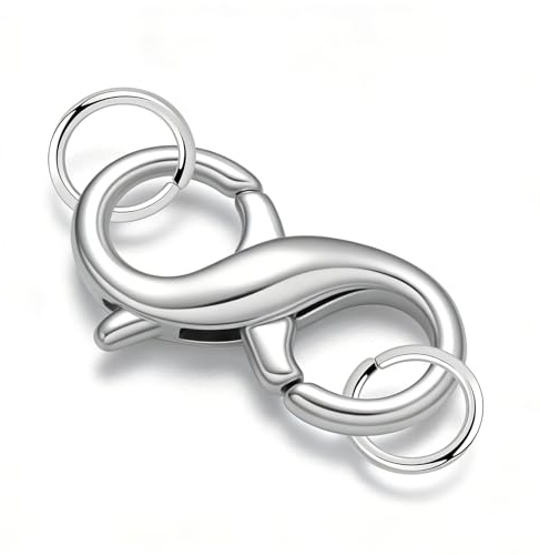 Necklace Clasp, Double Opening Lobster Clasps, Sterling Silver Necklace Clasp and Closures for Jewellery Making and Repair, Solid 925
