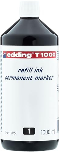 edding T 1000 Nachfülltinte Permanentmarker - schwarz - 1000 ml - zum schnellen Nachfüllen von fast allen edding Permanentmarkern