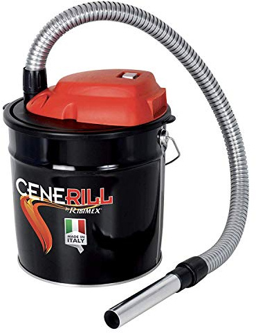 Aspiracenere elettrico in Metallo 18 Litri CENERIX 1.200 Watt con funzione Soffiante; Filtro HEPA lavabile + Tubo flessibile in metallo 1,10 m con lancia 20 cm