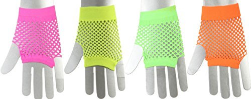 Neon-Netzhandschuhe fingerlos kurz, Farbe:neon-orange