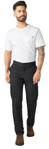 Dickies Herr vanlig rak stretch twill cargobyxa, Svart, 42W x 30L