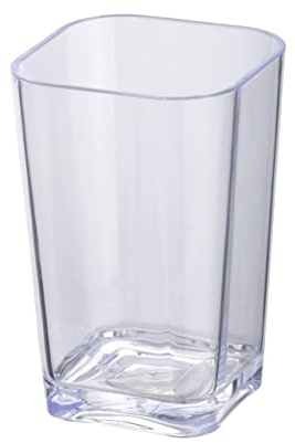 WENKO Zahnputzbecher Candy, viereckiger Zahnbecher zur Aufbewahrung von Zahnbürsten & Zahnpasta, aus hochwertigem, schwerem Kunststoff, BPA-frei, 7,3 x 11 x 7,3 cm, Elegantes Design in Transparent