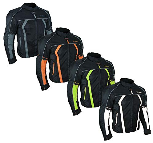 HEYBERRY Sommer Motorradjacke Airmesh Motorrad Jacke Schwarz Neon Gr. L