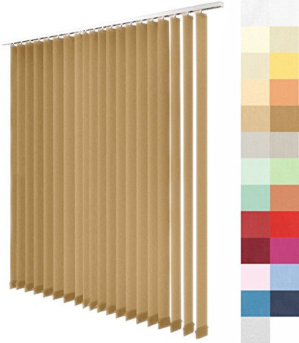 Sun World Lamellenvorhang nach Maß, Vertikal Lamellen Jalousien auf Maß vertikal Lamellen Maßanfertigung Vertikaljalousie Schiebevorhang ohne Deckenschiene (Braun, Höhe: 235cm x Breite: 125cm)