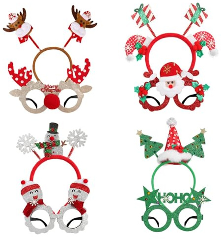 TOYANDONA 8 Stück Weihnachtsglitter Brillengestell Und Stirnbänder für Weihnachtsfeier Kostümdekorationen Weihnachtsbevorzugungen Foto Requisiten Geschenke