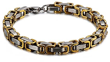 Beydodo Edelstahl Armbänder Männer, Armband Partner Edelstahl Königsarmband Breit 6MM mit Karabinerverschluss Freundschaftsarmband Herren Armband Charms 21.5CM