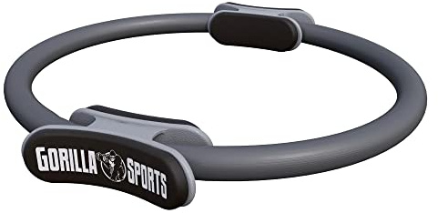 GORILLA SPORTS® Pilates Ring - Ø 36cm, Doppelgriff, Übungen + Tasche, gepolstert, Rutschfester, Superleichter, aus Gummi, Farbwahl - Pilates Circle, Widerstandsring, Yoga, Fitness, Oberschenkeltrainer