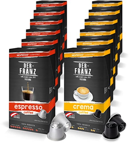 Nespresso Compatible Coffee Capsules, 12 x 10 Capsules (60 x Crema, 60 x Espresso)