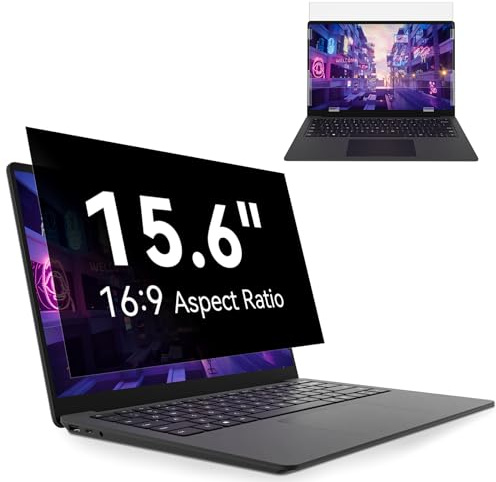 Laptop Privacy Screen 15.6 Inch 16:9 Aspect, Removable Anti Blue Light Glare Filter, Anti-Scratch Shield for HP/Lenovo/Dell/Acer/Asus/ThinkPad