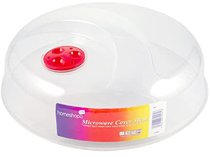 HOMESHOPA Microwave Plate Cover, 30cm 1 Pack Microwave Splatter Guard Lid with Steam Vents, Plastic Transparent Ventilated Food Plate Dish Cover Kitchen Cooking, BPA Free & Dishwasher Safe