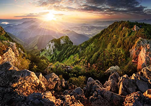 decomonkey Premium Fototapete Landschaft 350x256 cm Tapete Fototapeten Vlies Tapeten Vliestapete Wandtapete moderne Wand Wandbild Schlafzimmer Wohnzimmer Natur Berge Gebirge