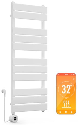 Blumfeldt Badheizkörper, Design Heizkörper Flach, Sparsamer Flachheizkörper Vertikal, 800 Watt Warmwasser Wandheizkörper für Badezimmer & Wohnzimmer, Leiser Vertikal Heizkörper mit Thermostat