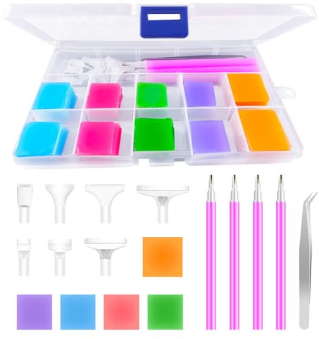 GullSkies Diamond Painting Set - 100 Stück Wachs Kleber, Stift Mit Zubehör Und Pinzette - Für DIY, Basteln, Maniküre, Stickerei
