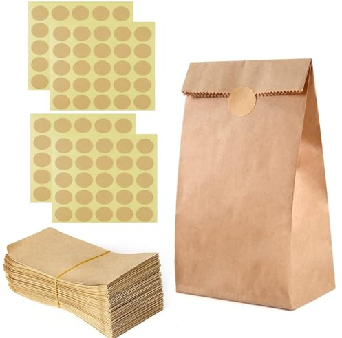 YANGWEN Samentütchen,100 Stück Papiertüten Klein Braun,Mini Papiertüten Braun Kraftpapier Tüten zum Verpacken oder Aufbewahren Kleiner Gegenstände (6x10cm)
