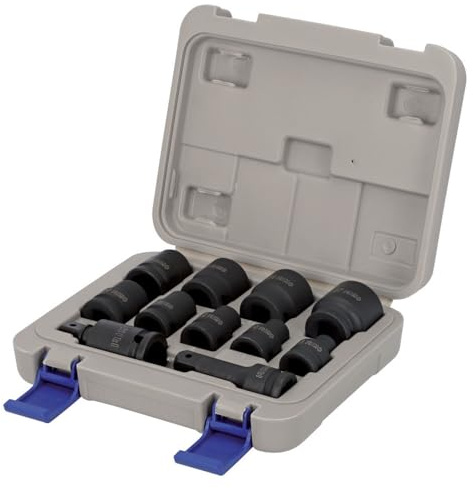 Juego de 11 vasos hexagonales de impacto de 1/2, en caja de plástico