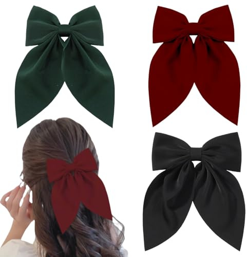 Ypkia 3 Stück Haarschleife Damen Haarspangen mit Schleife Groß Haarschleifen Clip Französischer Haarklammer für Frauen Mädchen (Farbe-1)