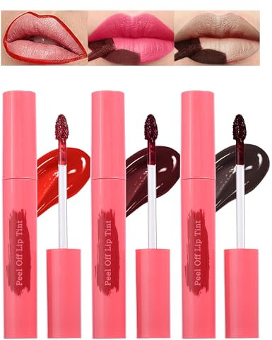 Lip Tint Stain Peel Off Set-3 Colores Lip Stain Waterproof, Perfilador De Labios Peel Off Larga Duración, Brillo De Labios Matte Nude Magic Tattoo, Set De Maquillaje Lip Gloss Lip Liner- 2+4+6