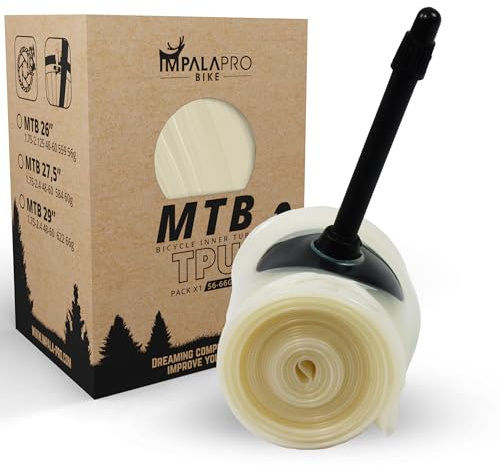 IMPALAPRO Camera d'aria MTB in TPU per 29, 27,5 e 26 pollici, ultraleggera (56-66g), compatta e resistente alle forature, per pneumatici da 1,75-2,4 con valvola francese Presta da 45 mm (1 pz 26'')