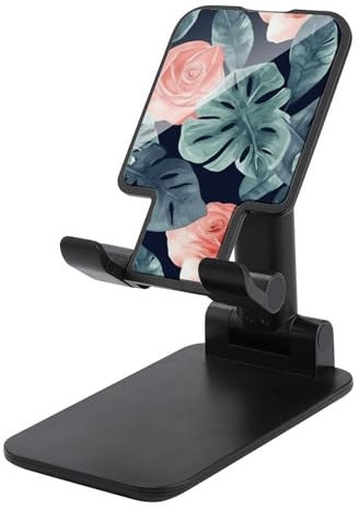 MNBVKL Handy-Halter, Aquarell-Monstera-Muster, bedruckt, Handy-Desktop-Halterung, voll verstellbar, zusammenklappbar, Desktop-Telefonhalter