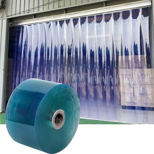 ybaymy PVC Streifenvorhang 50mx18cm, 2mm Stärke Transparent Lamellenvorhang Durchsichtig Industrievorhang Wetterfest Stallvorhang Türvorhang für Ställe Geschäfte Hallen