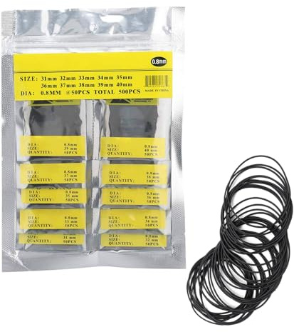 Leopacat Lot de 500 Joints Toriques pour Montre, Assortiment de Joints d'Étanchéité en Caoutchouc O-Ring 0,7mm et 0,8mm, Kit de Réparation pour Horlogerie et Boîtier Arrière