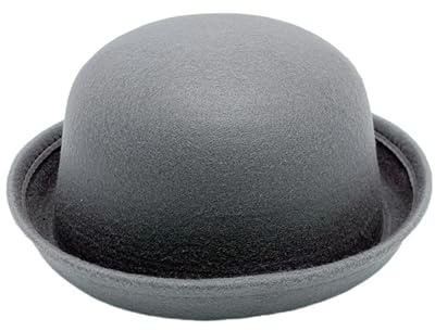 HIQIU Leicht Dünn Bowler Hut Herren - Klassische Roll-up Derby Filz Hut Damen Fedora Melone Hüte (DE/NL/SE/PL, Alphanumerisch, Einheitsgröße, M, Erwachsene# Grau)