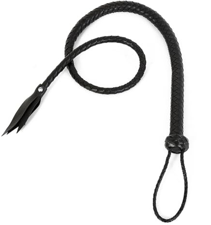 Lotuses Leather Whip 48.8 inches Long Riding Whip Indiana Jones Style Bull Whip Black Leather Whip Play Whip for Bedroom BDSM Game Whip