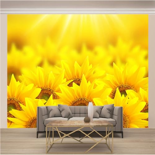 WYXWZ Papier Peint Panoramique Trompe l'oeil 3d Chambre Adulte Enfants Art Papier Peint Intissé Mural Moderne Toison Salon Chambre à Coucherr Salle xl 250 x 175cm (Largeur x Hauteur) Jaune&Sunflower