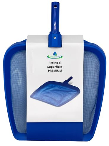 acquaverde | Retino di Superficie Premium per la Raccolta di Foglie, Insetti e Detriti dalla Piscina, in Plastica Resistente con Design Idrodinamico, Blu - cm. 38x2,5x37