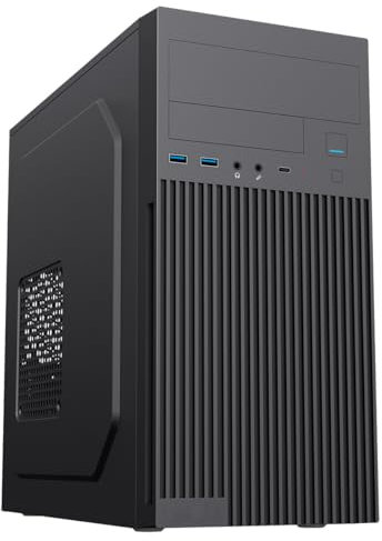 CiT Mentor Micro-ATX Office Business PC Case With USB Type C & 80mm Black Rear Fan Included