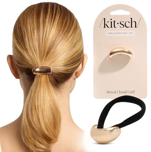 Kitsch Gold Hair Cuffs – Metal Ponytail Cuff for Women – Durable, Elegant Holder for Ponytails, Braids & Updos – Gold Hair Accessory – Small, 1pc