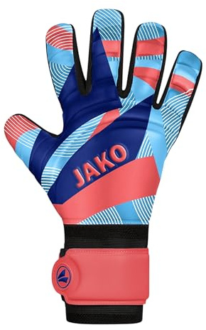 JAKO Unisex Torwart-Handschuhe River Basic Junior RC, Coral/SkyBlue/Navy, 8