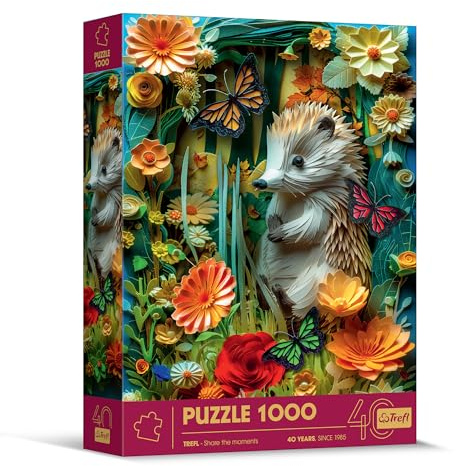 Trefl - Puzzle Effetto 3D, Riccio - 1000 Pezzi - 40° Anniversario, Arte Paper Art, Puzzle Premium per Adulti e Ragazzi dai 14 Anni