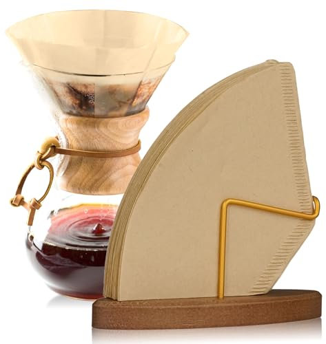 Chingde Kaffeefilterhalter, Filtertütenhalter, Kaffefilterhalterung, Kaffee Filter Aufsatz, Naturholz, Einfach und Retro, Stehendes Design, Kann 100 Blätter Filterpapier für Küche, Café Aufbewahren