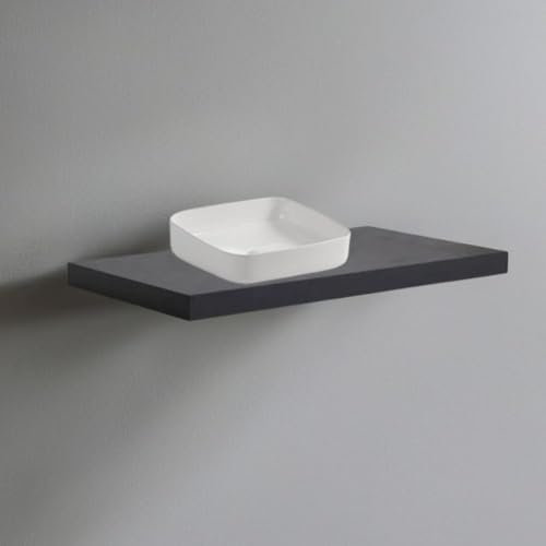 Mensolone da bagno colore antracite 100x47 cm con lavabo da appoggio bianco
