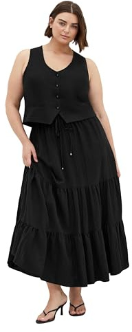City Chic Women's Plus Size Skirt - Breezy Tier, 24 Black