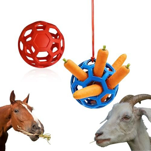 Mtuiewo 2 palline da fieno per cavalli con cui giocare e alleviare lo stress, palline di fieno dai colori vivaci per capre per evitare la noia