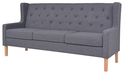 Emmtore 3-Sitzer Sofa Stoff Stoffsofa Polstersofa Loungesofa Couch Polstermöbel Wohnzimmersofa Designsofa Stoff Holzgestell Grau
