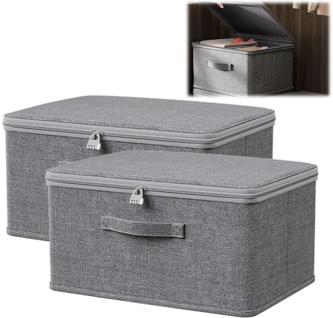 XEERUN 2 scatole richiudibili con lucchetto, grandi dimensioni, richiudibili, grande capacità, contenitore pieghevole per caramelle, lavabile (40 x 30 x 21 cm)